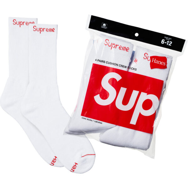SUPREME x HANES - CREW SOCKS WHITE - NOVO