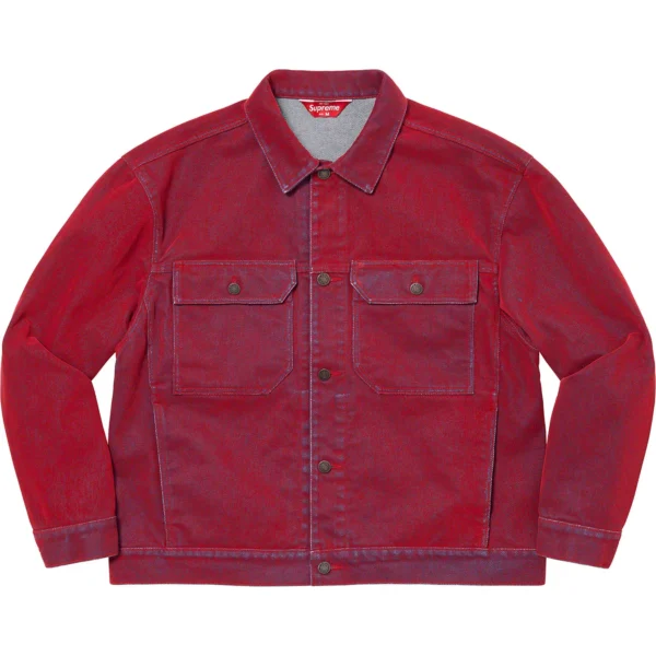 SUPREME - FLOCKED DENIM TRUCKER JACKET RED - NOVO