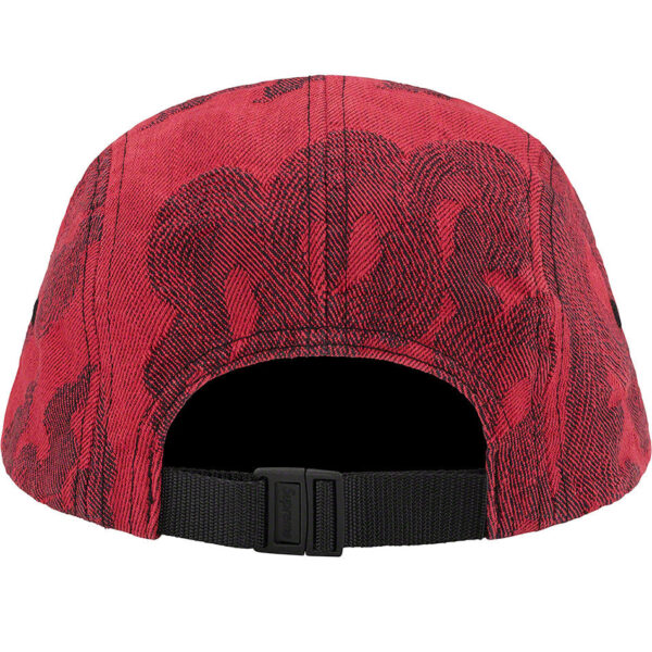 SUPREME - FLAMES JACQUARD DENIM CAMP CAP WASHED RED - NOVO - Image 2