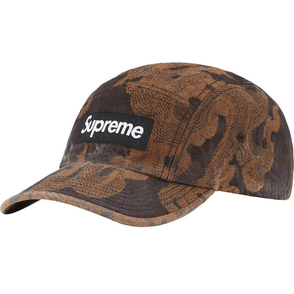 SUPREME - FLAMES JACQUARD DENIM CAMP CAP WASHED BLACK - NOVO