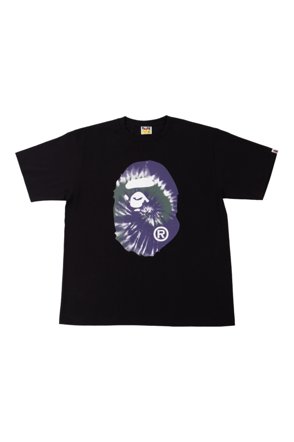 BAPE - TIE-DYE BIG APE HEAD TEE BLACK - NOVO