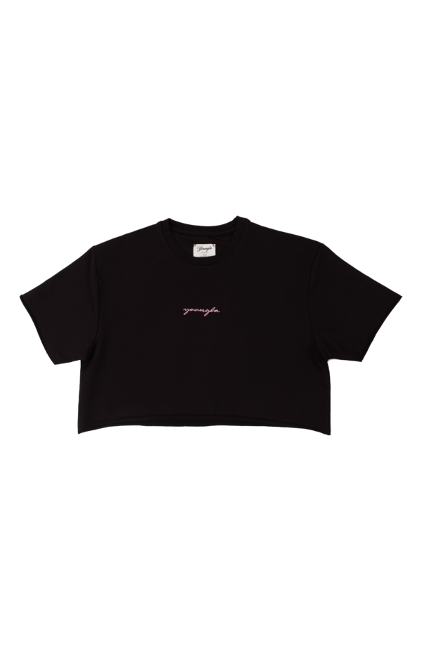YOUNG LA - W426 NOT SO BASIC CROPPED TEE BLACK - NOVO
