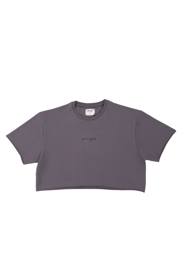 YOUNG LA - W426 NOT SO BASIC CROPPED TEE NARDO GREY - NOVO