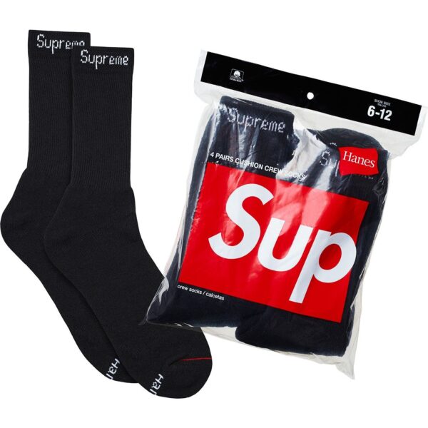SUPREME x HANES - CREW SOCKS BLACK - NOVO