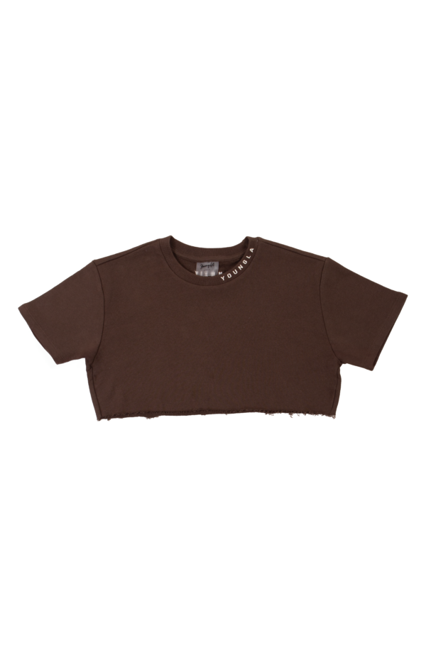 YOUNG LA - W407 SUPER CROPPED TEE BROWN - NOVO